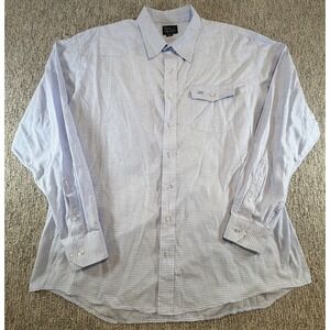 Texas Standard Button Down Shirt Mens 3XL Blue Gingham Western Yoke Long Sleeve